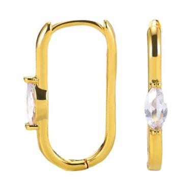 Imagem de Brincos De Argola Quadrados Com Zircônia Verde Oval Para Mulheres, Joi