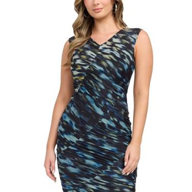Imagem de GUESS Vestido feminino de malha Everly sem mangas, Estampa indomável, 44