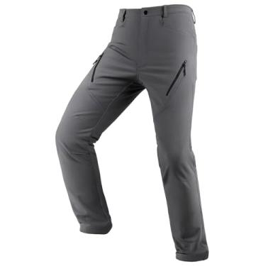 Imagem de Calça masculina KUTOOK impermeável softshell calça cargo caminhada calça com zíper bolsos para esportes de inverno, Cinza, Medium