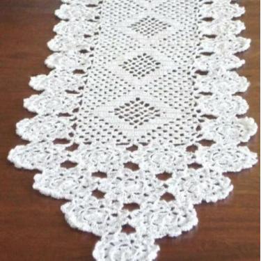 Imagem de Caminho de mesa de croche branco - RICATEX