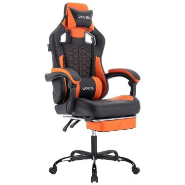 Imagem de Cadeira Gamer Reclinável e Giratória com Apoio para os Pés e Cabeça, WOTSTA , Preta e Azul