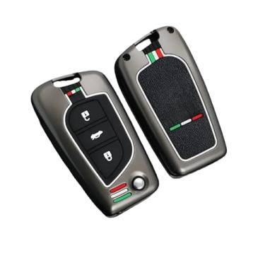 Imagem de Capa de chave compatível com toyota, projetada especificamente, compatível com corolla camry rav4 azeal hanlan leeding, acessórios automotivos(Type B three-key folding (cool gun) single shell)