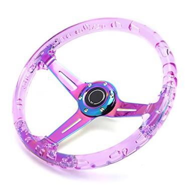 Imagem de Keenso Volante, Volante de Carro de 14 Polegadas, Design de 6 Furos, Construção Em Aço Acrílico de Alto Brilho, para Carro de Corrida Atv Kart Utv (Azul e Roxo)