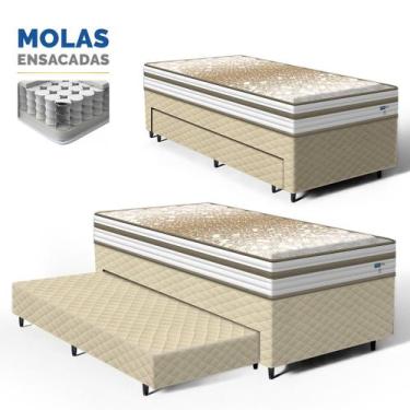 Imagem de Cama Box com Colchão de Molas Ensacadas Double Face Pillow Euro Alfa P
