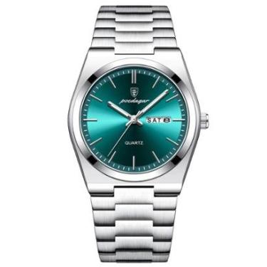 Imagem de Relógio Luxo Masculino Aço Inox Minimalista Old Money Prata-Masculino