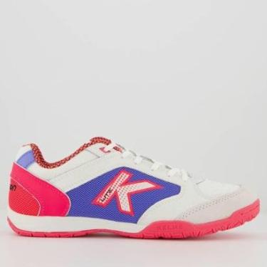 Imagem de Chuteira Kelme Precision Lite Futsal Branca e Rosa-Masculino
