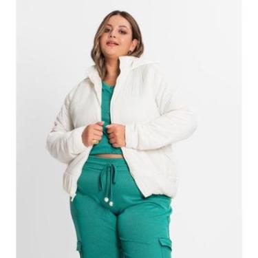 Imagem de Jaqueta Com Capuz Feminina Plus Size Secret Glam Bege-Feminino