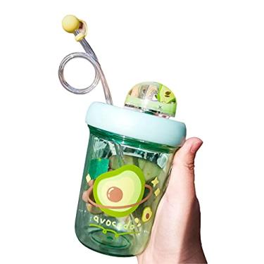 Imagem de Garrafa de água fofa com canudo à prova vazamento reutilizável livre BPA copo para café e suco casa viagem academia