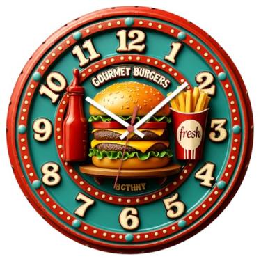 Imagem de Relógio De Parede 29cm Cozinha Decorativo Silencioso Pendulart (Cozinha31 - Hamburguer)