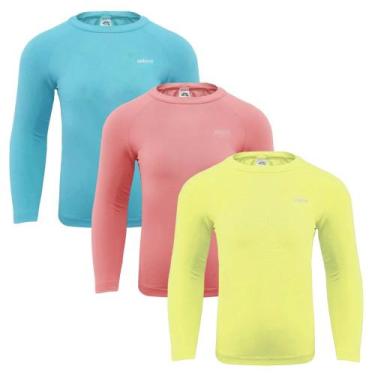 Imagem de Kit 3 Camisas Térmicas Selene Proteção UV50+ Juvenil, Amarelo, Azul, 1