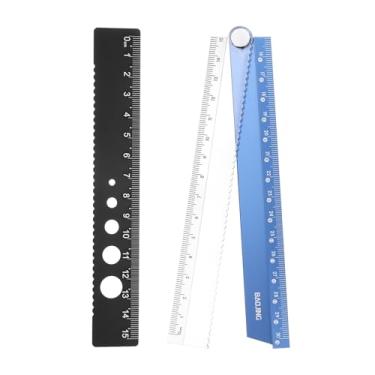 Imagem de Generic Kit de régua dobrável e reta 30/15 cm transferidor métrico de liga de alumínio régua de borda de onda angular dobrável com círculo oco para sala de aula em casa, escritório, azul claro
