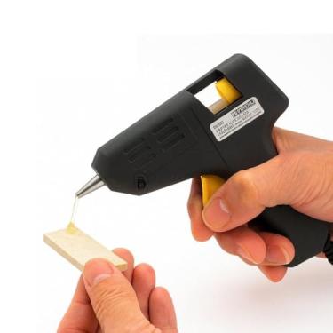 Imagem de Pistola de Cola Quente Pequena Bivolt 8W, Preta, Plástico e Metal, 12x2x11 cm, 115g, 127V-220V