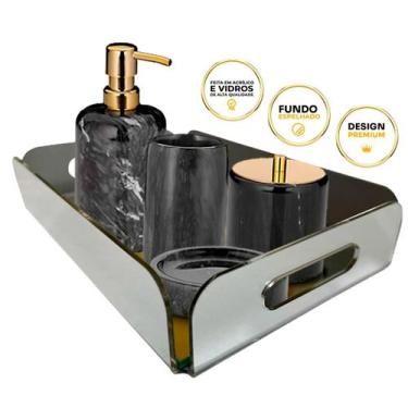 Imagem de Bandeja Acrilico Espelhada Lavabo/decoração Banheiro 20X10cm - MEVMIRR