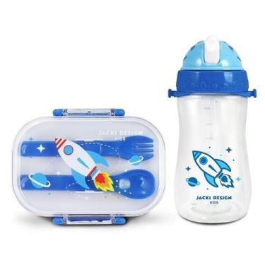 Imagem de Kit Pote Marmita 400ml e Garrafa 460ml Infantil conjunto volta as aula