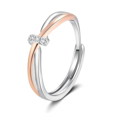 Imagem de OIDIMS Eternity Love Knot Anel de declaração de casamento para mulheres delicados imitação de nós de cristal infinito anéis de compromisso ajustáveis empilhamento banda aberta noivado aniversário dia