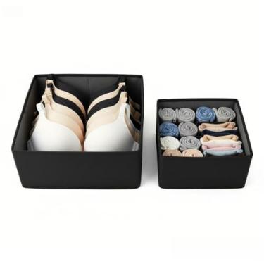 Imagem de Conjunto de caixa de armazenamento, organizador de 2 peças de roupas íntimas, armazenamento de armário de quarto para roupas e acessórios