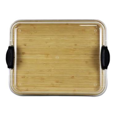 Imagem de Bandeja grande de bambu com tampa e trava