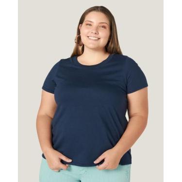 Imagem de Blusa Básica Feminina Plus Size Decote Redondo Em Meia Pima - Malwee, 