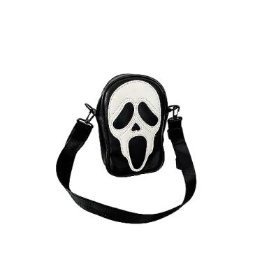 Imagem de SO Ghost Bolsa tiracolo feminina bolsa de ombro PU bolsa tiracolo masculina, Preto, Large