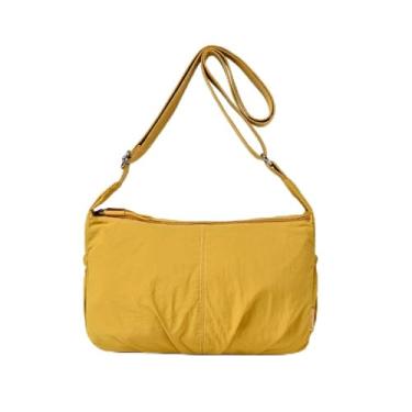 Imagem de CHENXIAOHONG Bolsa transversal feminina de nylon, bolsa de ombro feminina leve e impermeável, bolsa média casual para uso diário(Amarelo)