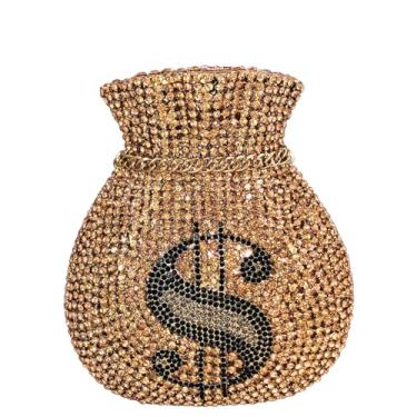 Imagem de Usuisy Bolsa clutch feminina de cristal para dinheiro, bolsas noturnas, festa nupcial, strass, bolsa de coquetel, mini, Champanhe, Mini