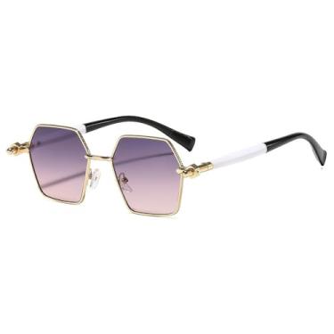 Imagem de Óculos de Sol UV400 - Armação Metálica com Degradê de Cores Combinando, para Homens e Mulheres, Ideal para Esportes ao Ar Livre, Corrida e Ciclismo, nas cores rosa e cinza.
