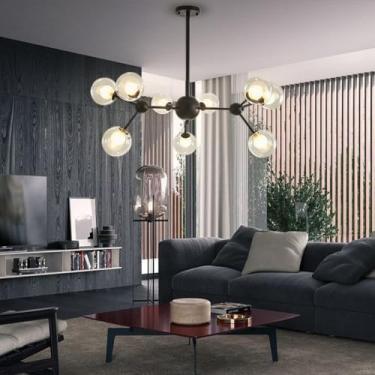 Imagem de Lustre para sala de jantar interna, iluminação suspensa retrô G9 em metal, luminária pendente estilo fazenda, luminária de teto semi-embutida, luminária para ilha de cozinha com cúpula de vi