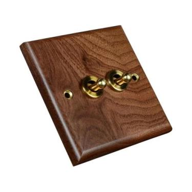 Imagem de Luminária De Parede Retrô Marrom Com Interruptor De Alavanca De Latão 