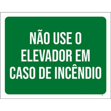 Imagem de Kit 3 Placas Não Use Elevador Caso Incêndio