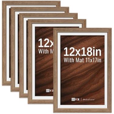 Imagem de VCK Porta-retrato de 30,5 x 45,7 cm, pacote com 5 molduras para pôsteres de madeira de alta qualidade com vidro temperado, tela de 28 x 43 cm com tapete ou 30 x 45 sem tapete, qualidade de galeria de