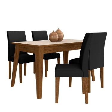 Imagem de Mesa 1,36 Com 4 Cadeiras Minnesota Freijó/Off Premium/preto - Móveis Arapongas