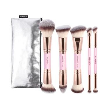 Imagem de Pincéis De Maquiagem De Cabeça Dupla 5 Peças Para Base, Corretivo, Líq