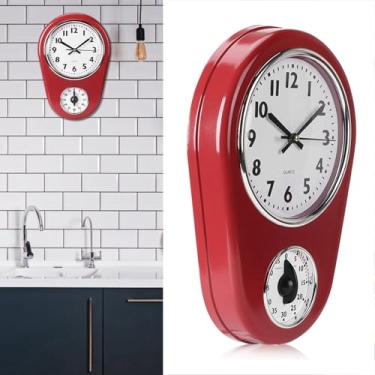 Imagem de Relógio de Parede Estilo Simples Vintage com Movimento Silencioso Tela Grande para Leitura Clara Campainha Contagem Regressiva -Proof Decorativo Cozin