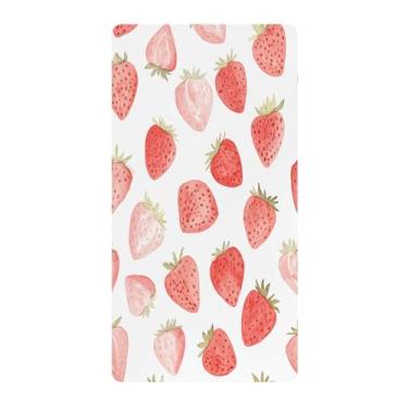 Imagem de Blueangle Lençol de berço padrão para berço infantil - Lençóis de algodão macio e respirável com linda aquarela morango (30)