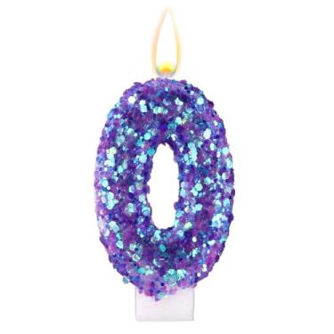 Imagem de Velas de Aniversário Roxas com Números, Velas de Aniversário Roxas com Lantejoulas Decorações Bolo Românticas e Brilhantes Artigos para Aniversários e Casamentos (0)