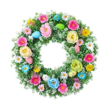 Imagem de Generic Guirlanda colorida de primavera/verão, decoração de parede com flores para lareira, jardim, aniversário de verão, 35cm