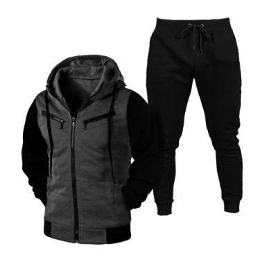 Imagem de Kit Blusa De Frio Raglan e Calça Jogger De Algodão Masculino e Feminin