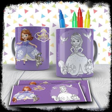 Kit Caneca para pintar Barbie + Jogo de Canetinhas Laváveis em