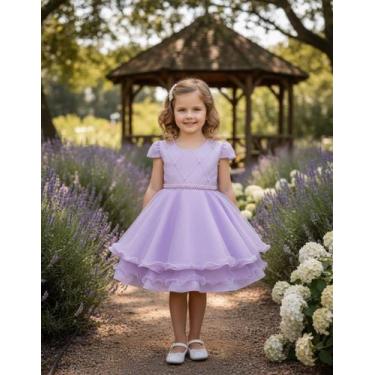 Imagem de Vestido Infantil Princesa Pérola Festa Luxo Saia De Brilho - Algodoce,