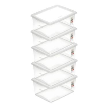 Imagem de Conjunto 5 Caixa Plástica Organizadora 15 Litros Com Tampa Transparent