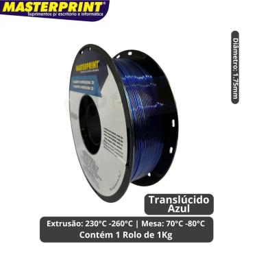 Imagem de Filamento 3D - PETG Azul Translúcido - Rolo 1KG (1.75mm)