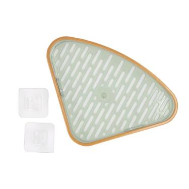 Imagem de Rack de armazenamento de canto acrílico Prateleira triangular transparente verde montada na parede sem broca Organizador de banheiro para lavatório e vaso sanitário com design que