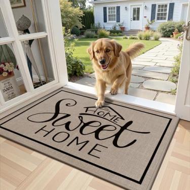 Imagem de Vaukki Tapete de porta interna 61 cm x 91 cm, capacho ultrafino, entrada interna, tapete de boas-vindas interno de borracha antiderrapante para porta da frente, tapete de entrada lavável de baixo
