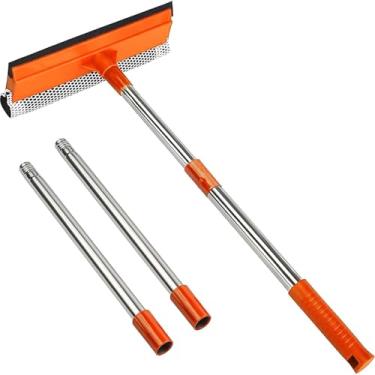 Imagem de Rodo de janela 2 em 1 para casa, limpador de janela de carro de 40 cm com alça longa de aço inoxidável, rodo de esponja de carro para posto de gasolina, vidro, chuveiro, limpeza de janelas altas ao ar