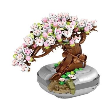 Imagem de Mini Buquê 3D De Blocos De Montar: Flor De Cerejeira, Suculentas E Bon