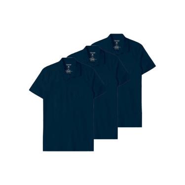 Imagem de Kit com 3 Camisetas Polo Masculina Malwee 1000004429 Cinza-Masculino