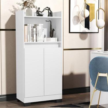 Imagem de Estante Livro Organizador Escritorio Armario Duque 2 Portas Branco/preto Branco/preto