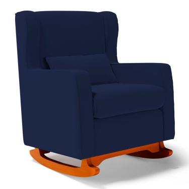 Imagem de Poltrona De Amamentação E Descanso Zoe Com Base Balanço Sintético Azul Marinho - Desk Design