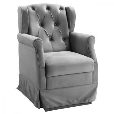 Imagem de Poltrona Para Amamentação Com Balanço Ternura Veludo Chumbo Chumbo