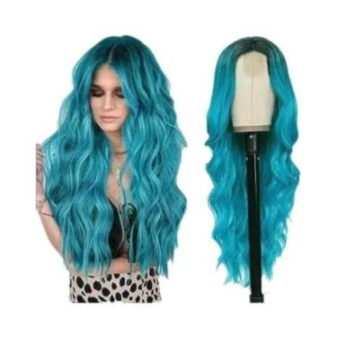 Imagem de Peruca Sintética Cacheada Ondulada De 28 Polegadas Com Renda, Resisten